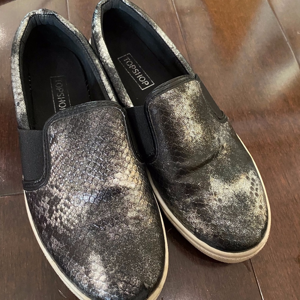 Topshop Metallic Slip on Sneaker
